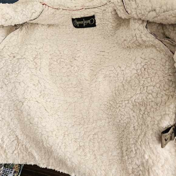 Spoon Jeans Junior's Cropped Flannel And Sherpa Trucker Jacket Size Small - Picture 6 of 8